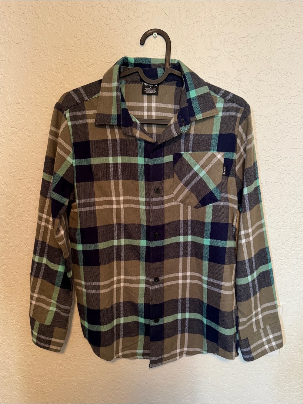 Hurley Boy’s Plaid Flannel Button-Up Shirt